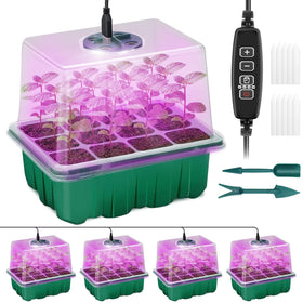 Qoolife seed-starter-tray with 8 LED lights supports even germination and healthy seedlings.