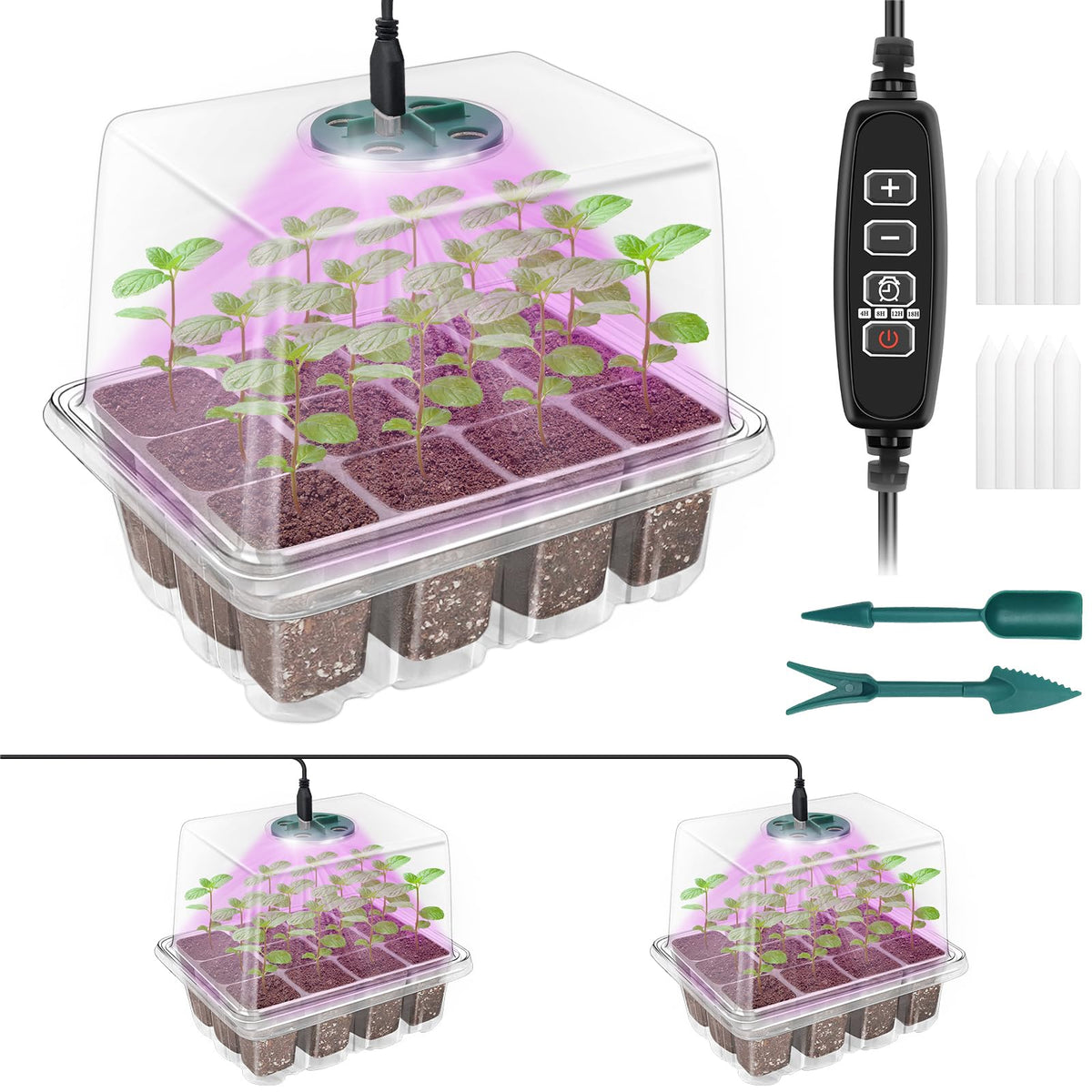 Qoolife seed-starter-tray with LED plant light supports healthy germination and growth