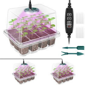 Qoolife seed-starter-tray with LED plant light supports healthy germination and growth