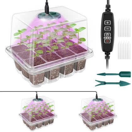 Qoolife seed-starter-tray with LED plant light supports healthy germination and growth