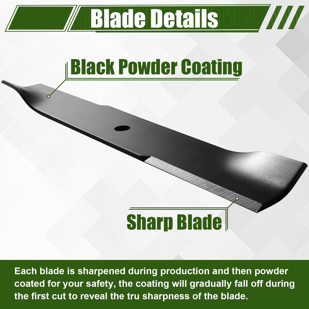 Powder-coated finish on Qopaw blades protects against rust and wear.