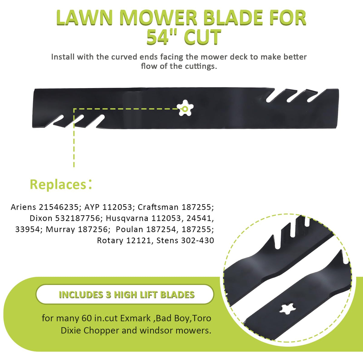 Qopaw replacement for OEM 532187256 parts across multiple 54 deck models.