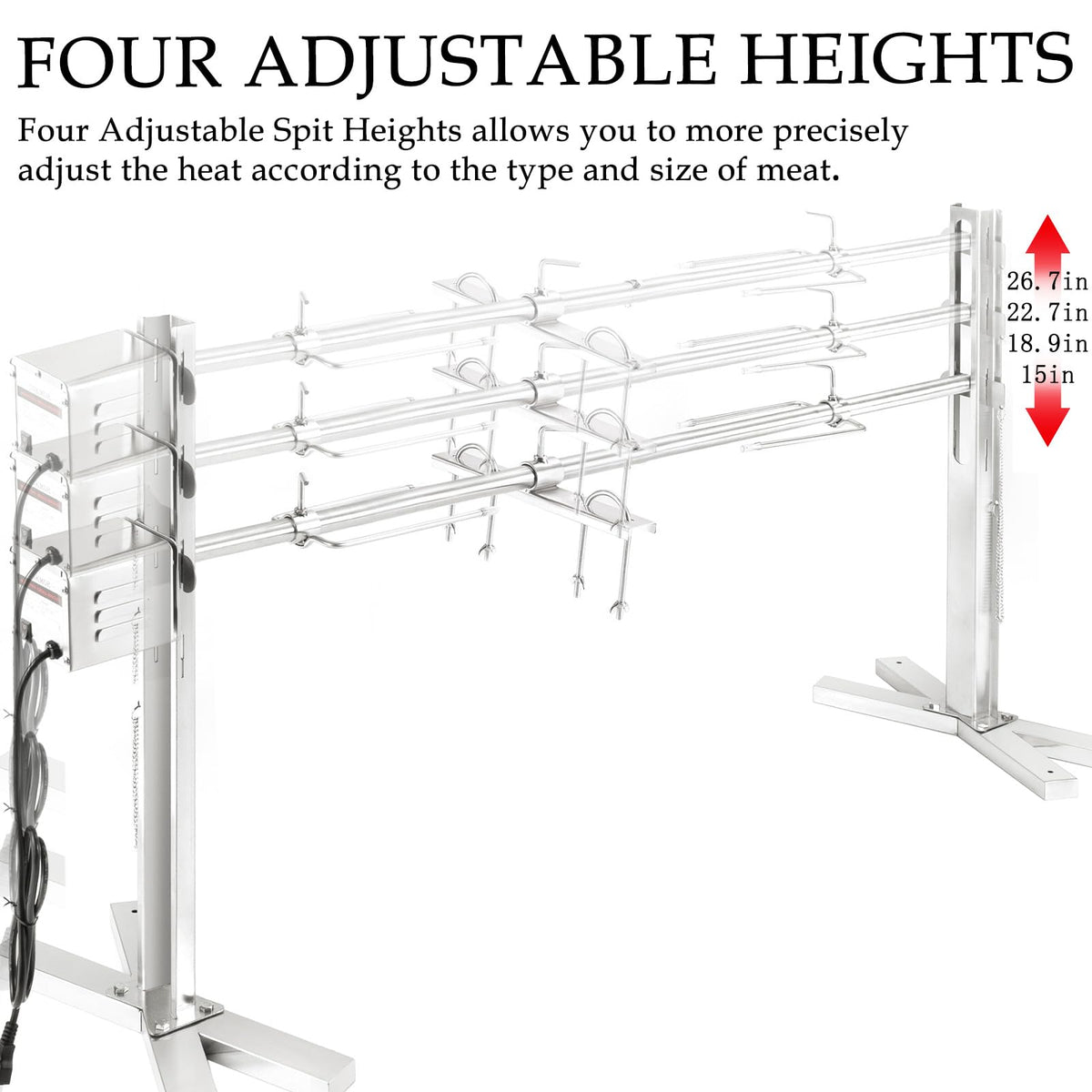 QPMR 54-inch spit rod ready for large cuts like pig or lamb