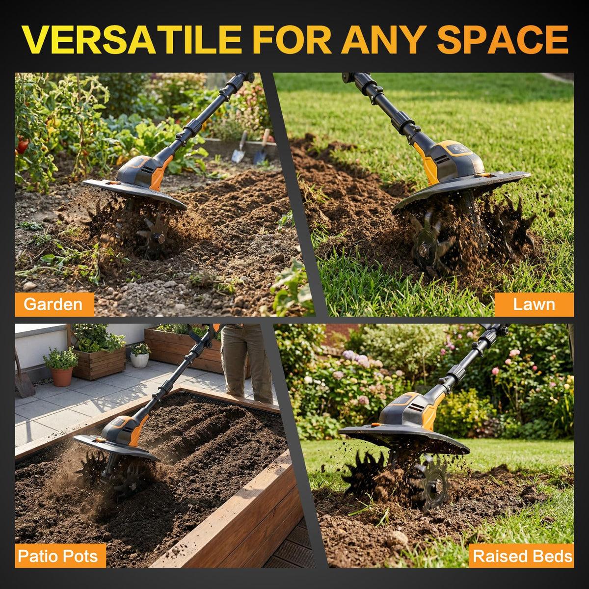Qrachic 7-inch tilling depth helps loosen compacted soil effectively.