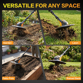 Qrachic 7-inch tilling depth helps loosen compacted soil effectively.