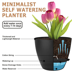 QRRICA plastic planter with saucer for mess-free watering