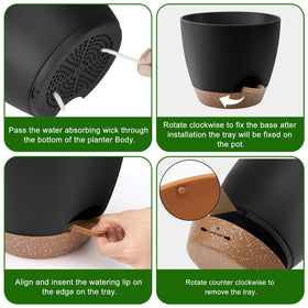 QRRICA 12-inch pot with saucer ready for indoor-outdoor use