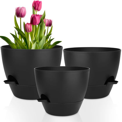 QRRICA 12-inch self-watering pot with water reservoir for indoor plants
