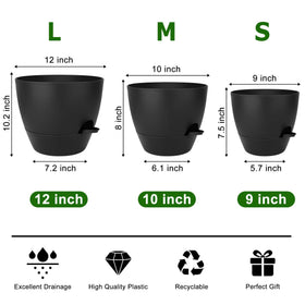 QRRICA 9-inch self-watering pot for compact plants and herbs