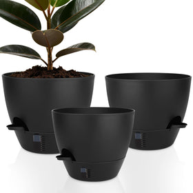 QRRICA self-watering pot with water level indicator for easy moisture monitoring.