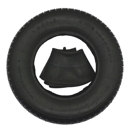 QsEzDo 3.50-8 tire front view with wear-resistant rubber for longevity