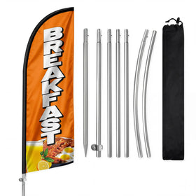 QSUM 8FT breakfast feather flag front view boosts visibility for cafes and diners.