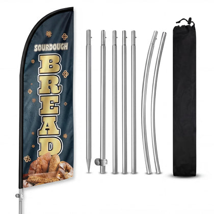 QSUM 8ft sourdough flag elevates bakery storefront visibility for promotions.