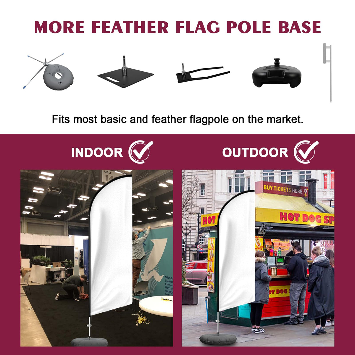QSUM flag-pole compatibility fits standard 0.5-0.75 in poles.
