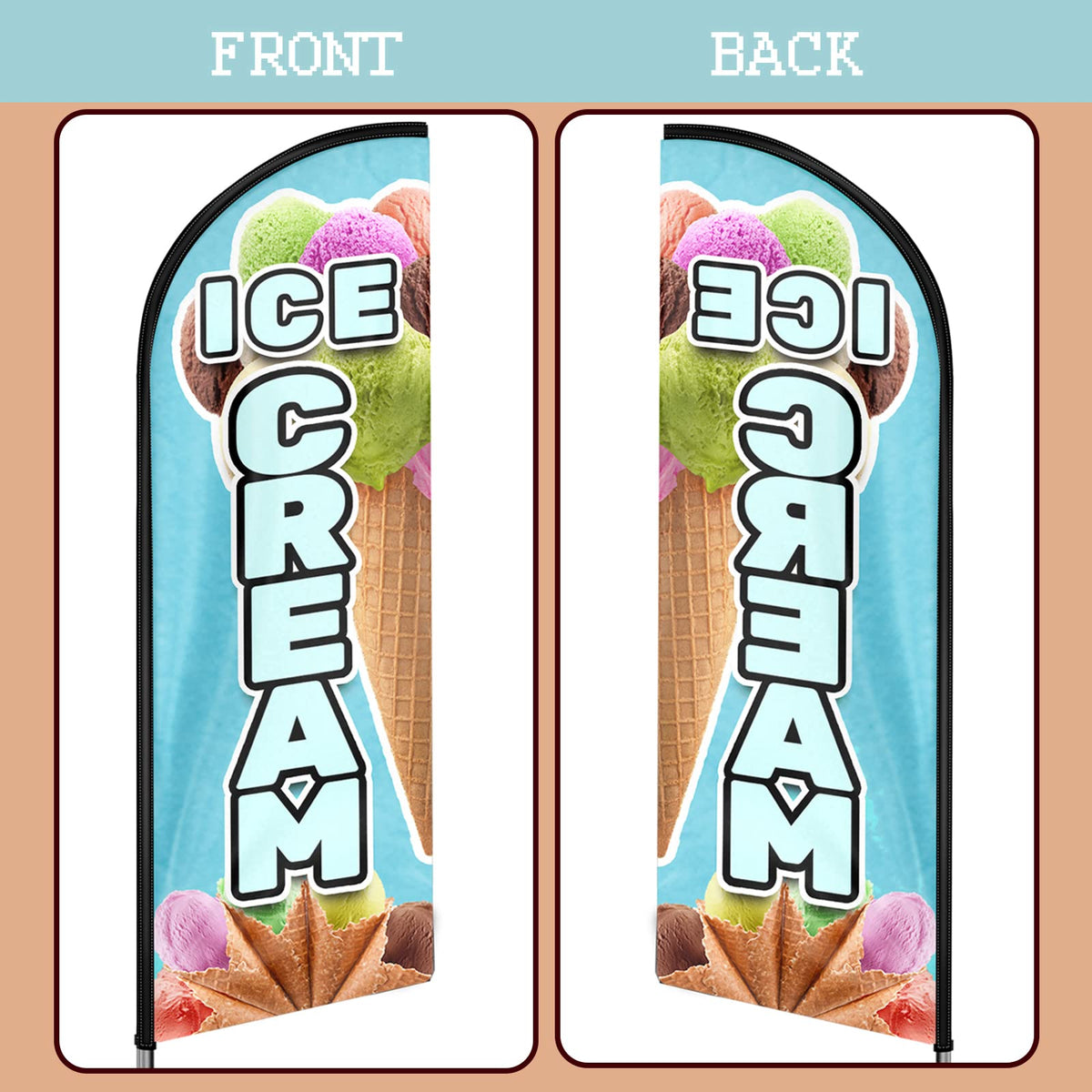 QSUM Ice Cream Flag banner designed for outdoor promotions