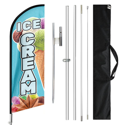 QSUM Ice Cream Flag assembling for quick outdoor advertising