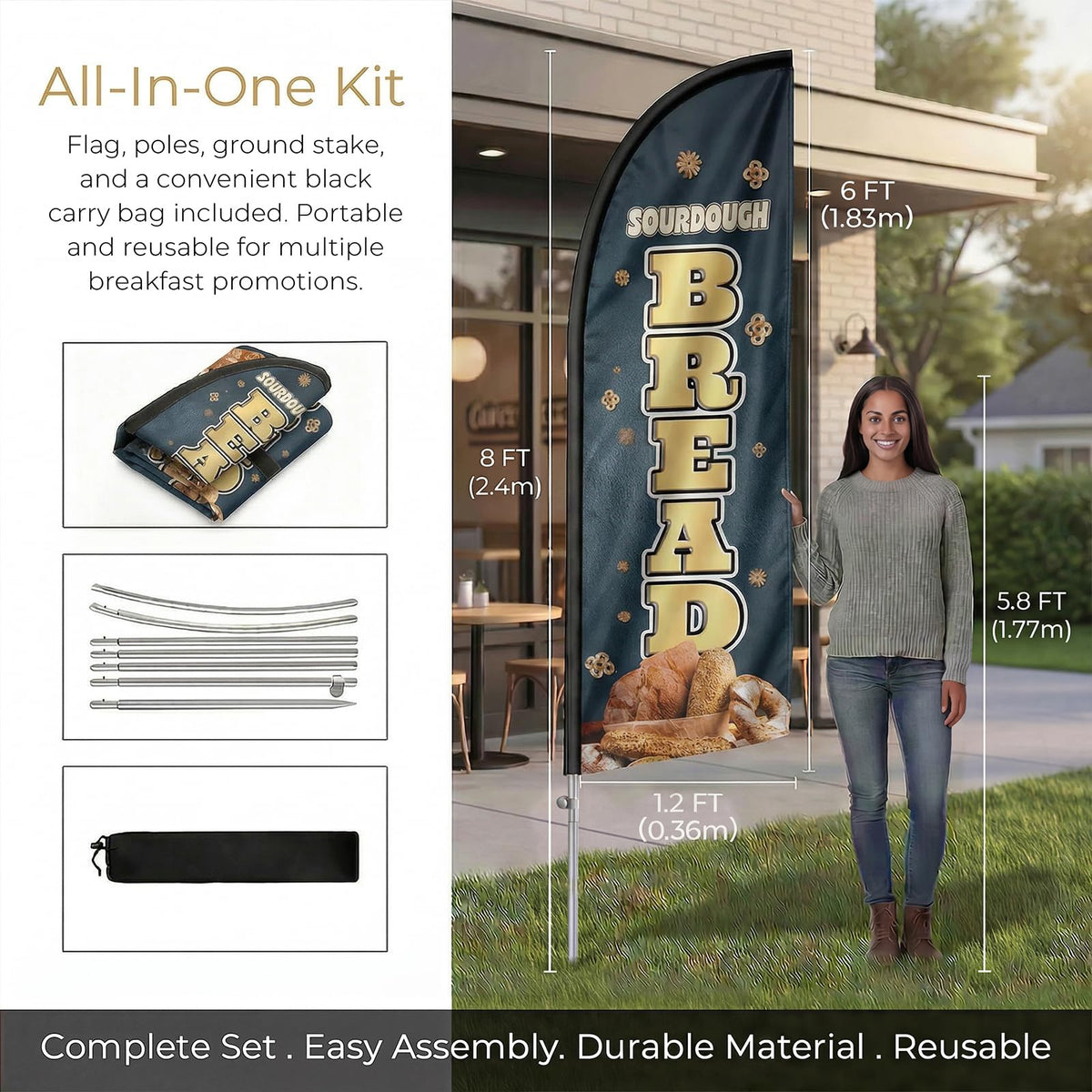 QSUM sourdough graphics banner signals artisan bread from a distance.