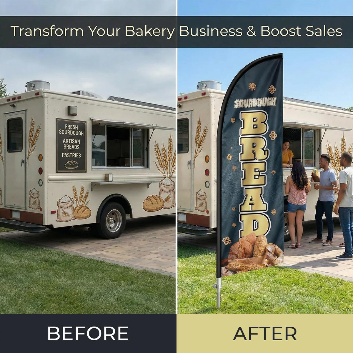 QSUM stainless-steel pole kit ensures durable, portable signage for bakers.