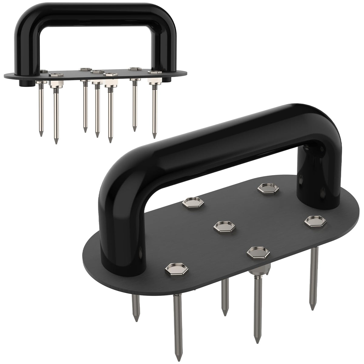 Qsxou hand tiller aerator spikes for deep soil penetration and healthier roots.