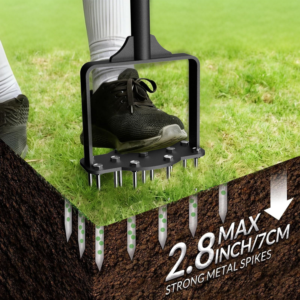 Qsxou heavy-duty steel frame resists rust across clay, sand, and loam soils.