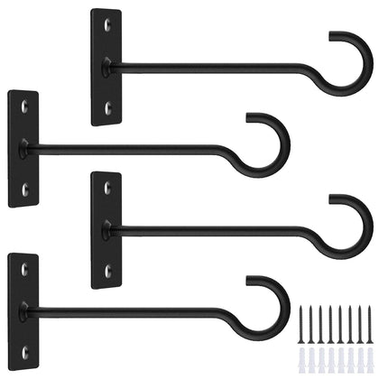QTJUST 4-pack 6-inch wall hook bracket for space-saving plant displays.