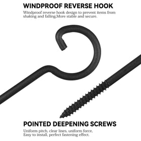 QTJUST bird feeder hook 6inch black metal weather-resistant for yard setups