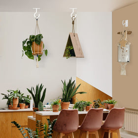 QTJUST wall-mount plant hanger securely supports lightweight decor.
