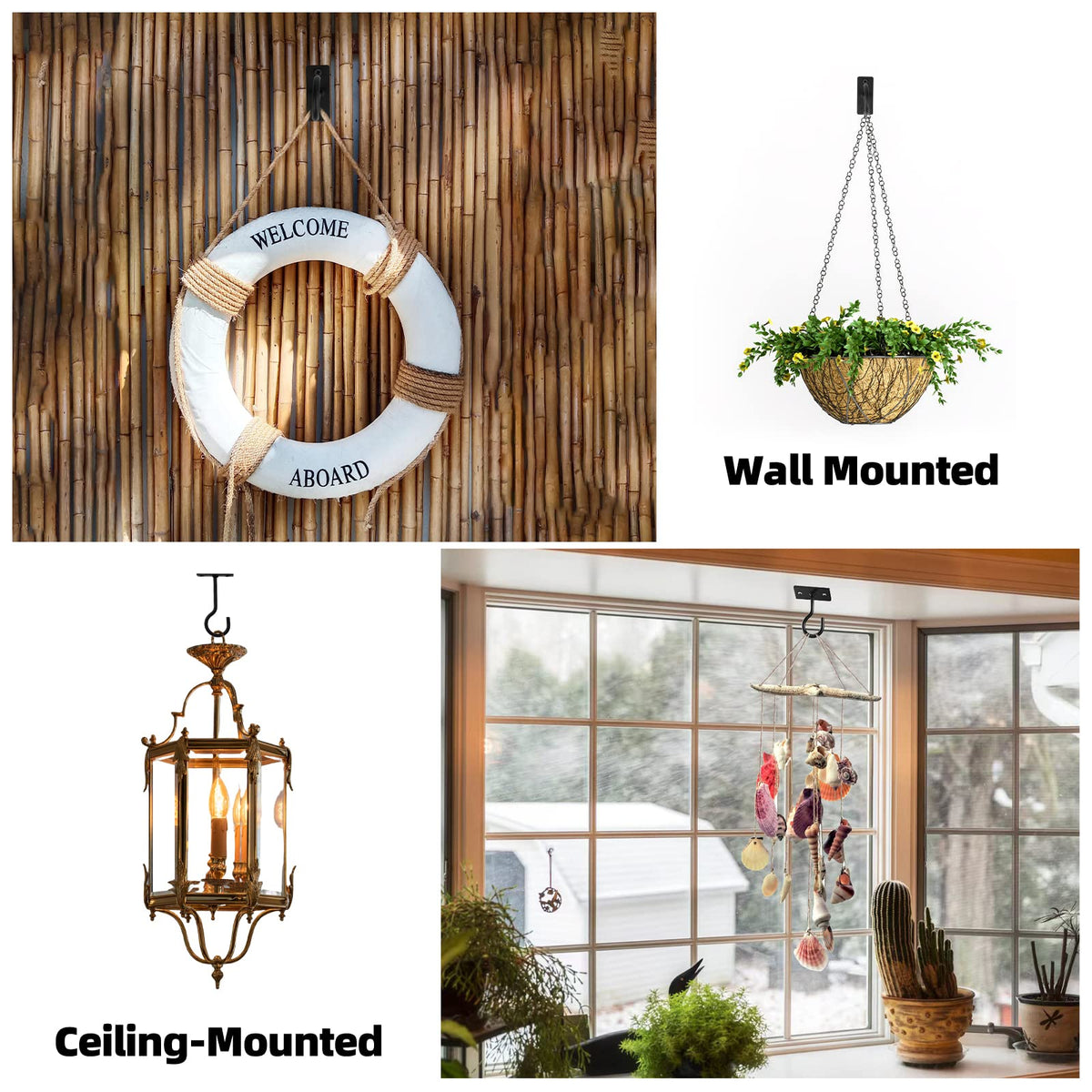 QTJUST wall-mounted plant hanger showing easy wall attachment.