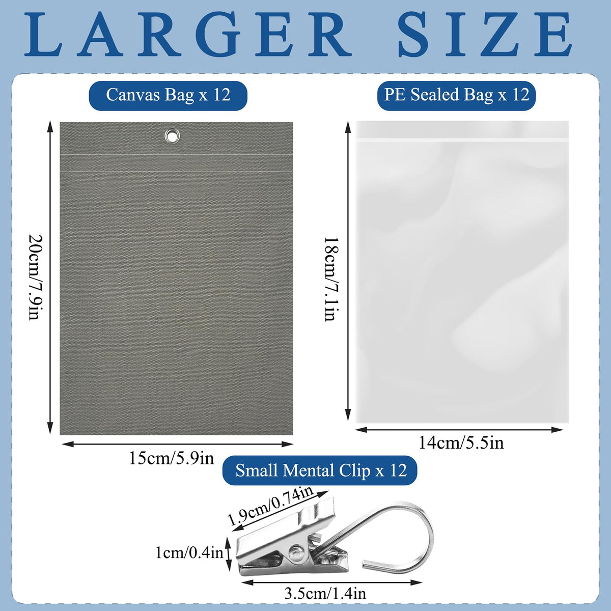 QTRQTR curtain weight bags measure 5.9 by 7.9 inches for strong wind control