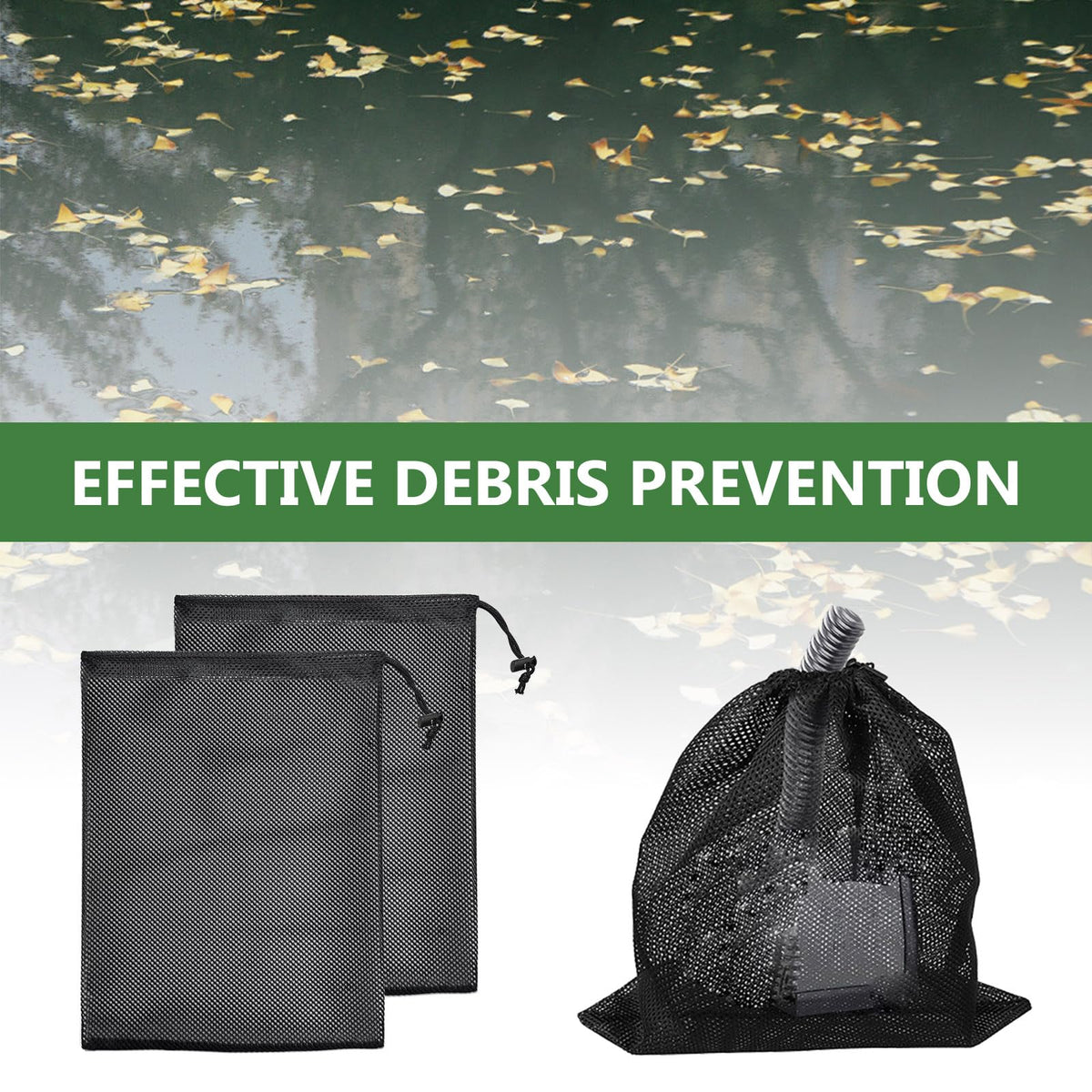 Quacc pond pump bag highlighting easy cleaning and reuse