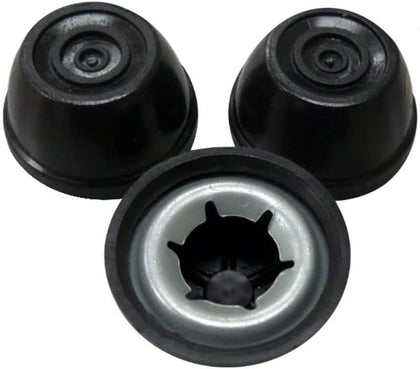 Quadrapoint Weber hub cap close-up shows stainless steel durability for outdoor grills