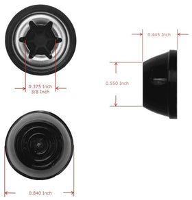 Quadrapoint hub cap installed on Weber wheel demonstrates secure 3/8-inch shaft fit