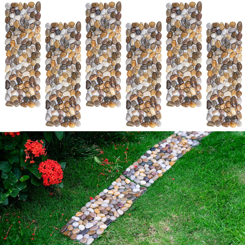 Qualdout River Rocks stepping stones closeup shows polished finish and natural color mix for garden paths