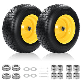 Qualipo 16x6.50-8 flat-free tire front view for lawn mower improves traction