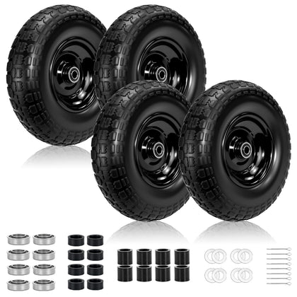 Qualipo 4pcs 13-inch flat-free tire package for wheelbarrows and carts