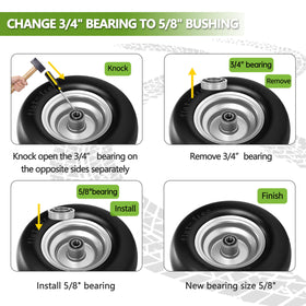 Bearing sizes 3/4 or 5/8 inch for flexible fit