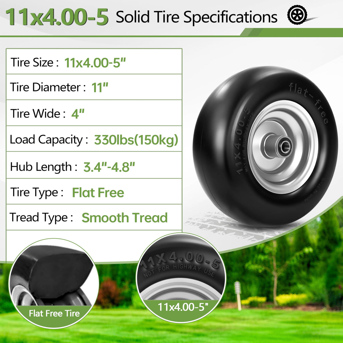 Centered hub length options from 3.4 to 4.8 inches