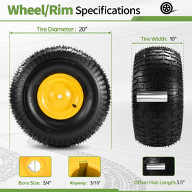 Qualipo rear tire-wheel assembly back view shows compatibility with riding mowers.