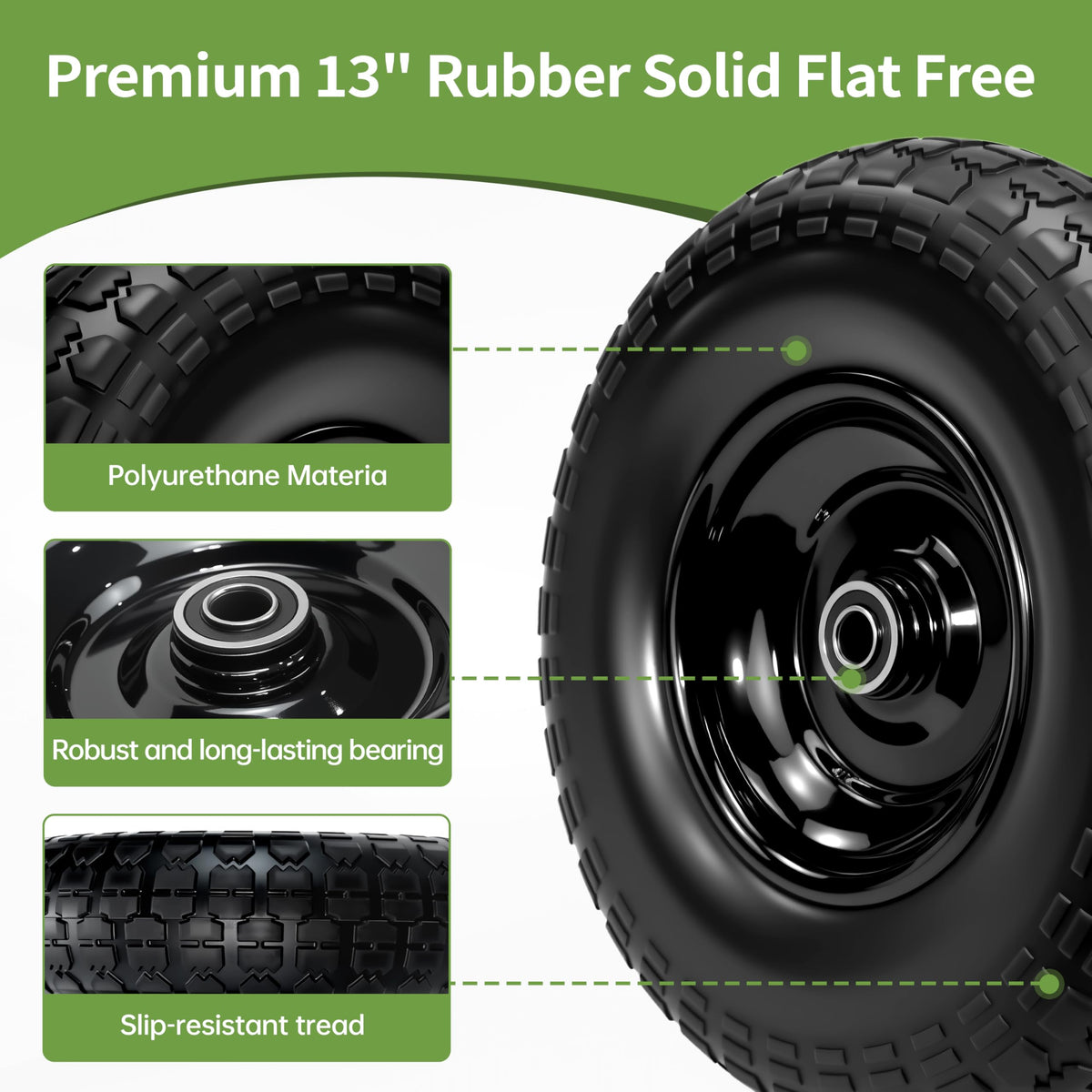 Qualipo heavy-duty steel rim with bearings for stability