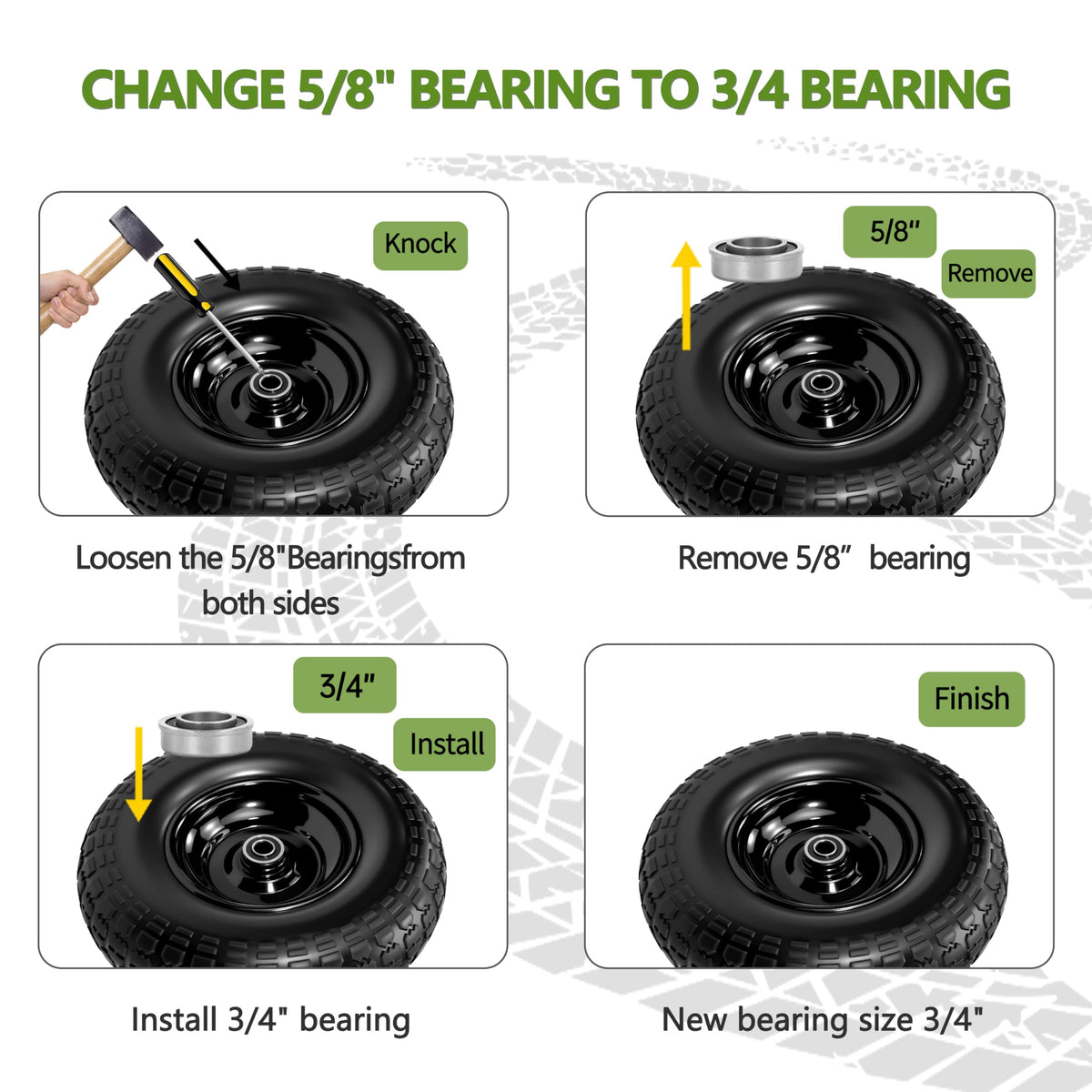Qualipo tire fits lawn carts, wheelbarrows, and garden equipment