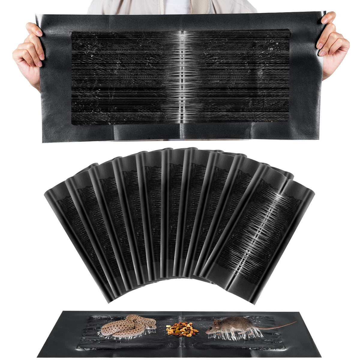Qualirey rat glue trap 24x11 inches captures larger pests with secure adhesion.