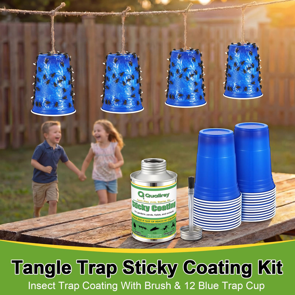 Qualirey twelve blue trap cups are ready for easy pest trapping.