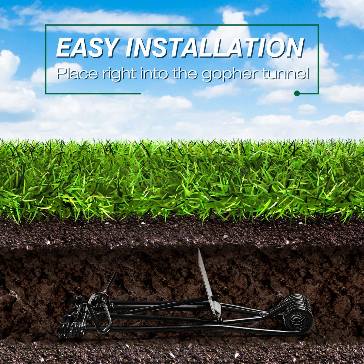 Qualirey 12-piece gopher trap pack ready for immediate outdoor use.