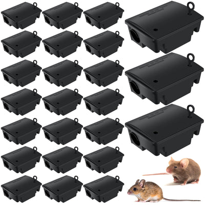 Qualirey 24-pack rat bait station packaging shown, ideal for bulk indoor and outdoor placement.