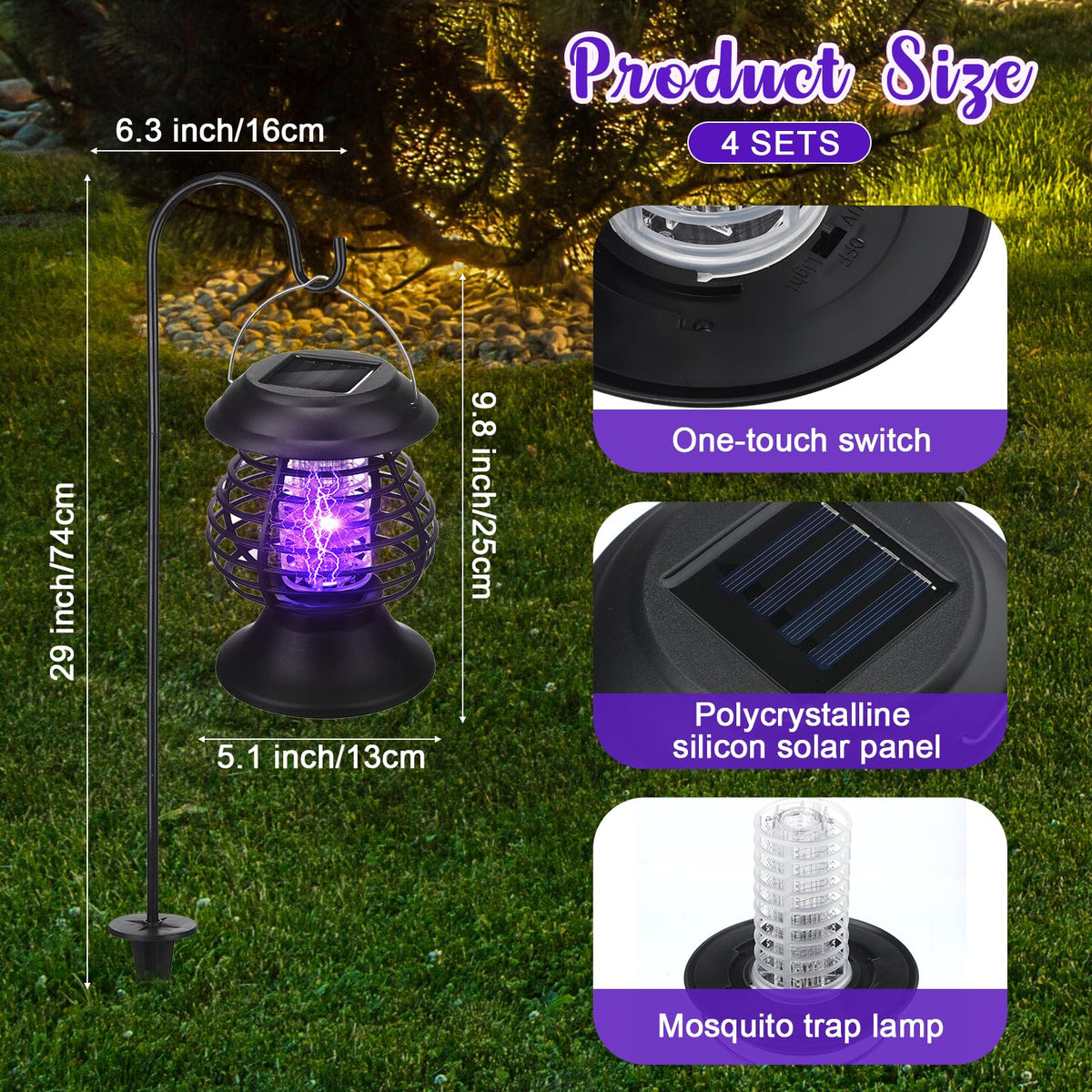 Qualirey 2-in-1 mosquito killer lamp with white and violet modes.