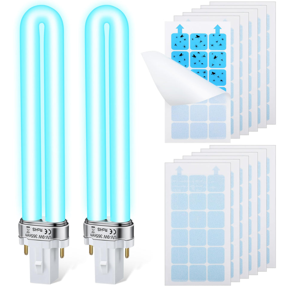 Qualirey 2-pack 9W UV bulbs ready for quick replacement in indoor traps.