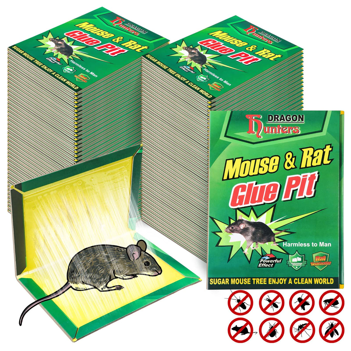 Qualirey 48-pack mouse glue traps large size for indoors and outdoors.