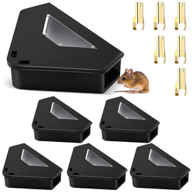 Qualirey 6-pcs mouse bait stations with keys provide secure, reusable use indoors and outdoors.