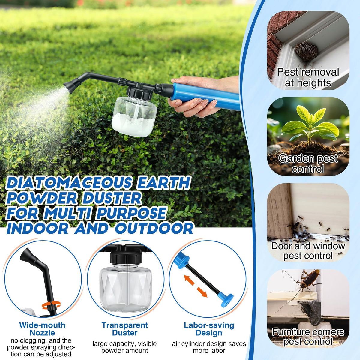 Qualirey upgraded air gun sprayer design reduces clogging and distributes powder evenly.