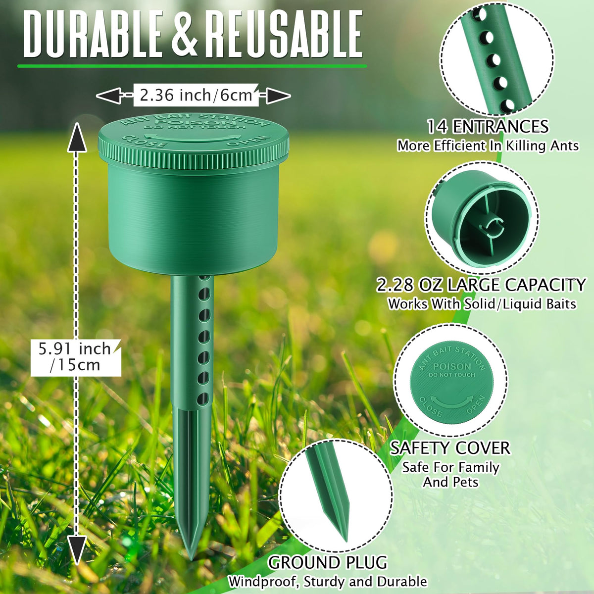 Qualirey bait station with 14-entrance design, enabling faster access for worker ants.